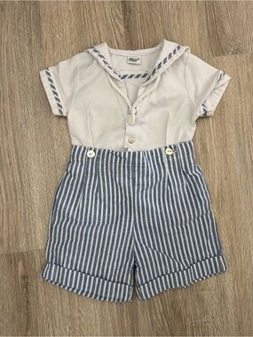 Baroni Firenze Sailor Stripe Blue & White Toddler Romper Made in Italy